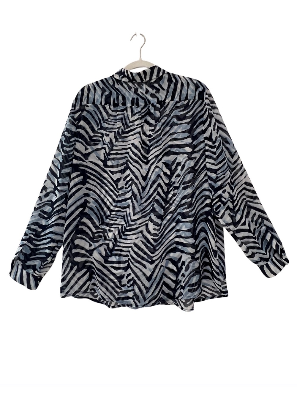 Chico’s Zebra Print Sheer Button-Front Blouse 3/3X - Picture 4 of 8